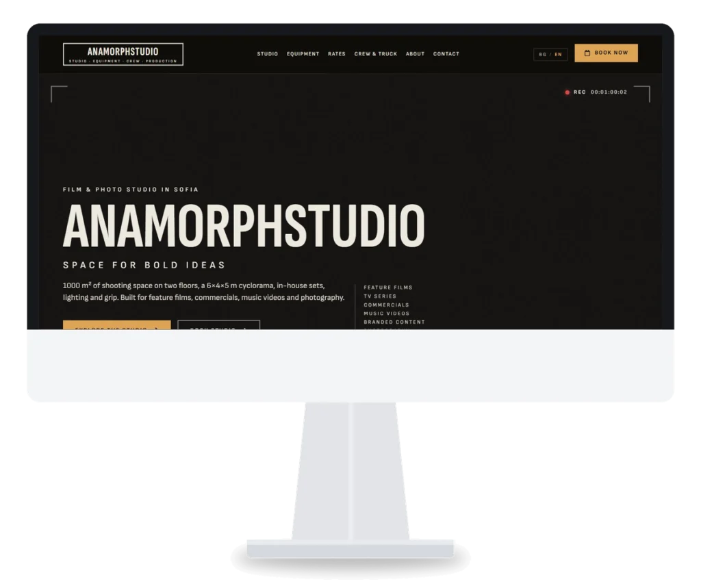 Anamorphstudio.com - уеб сайт за филмово и фото студио в София