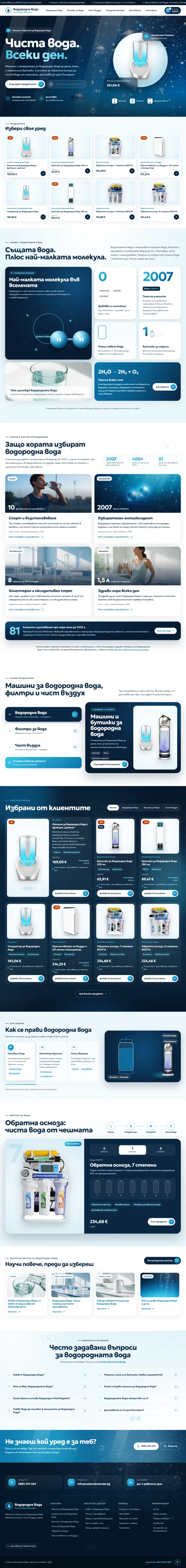 Vodorodnavoda.bg - изглед на уеб сайта